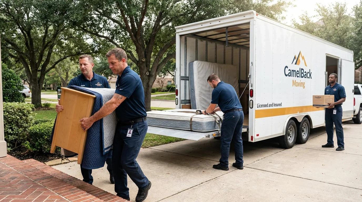 Crew loading residential truck for cross-state move from Walton, NY