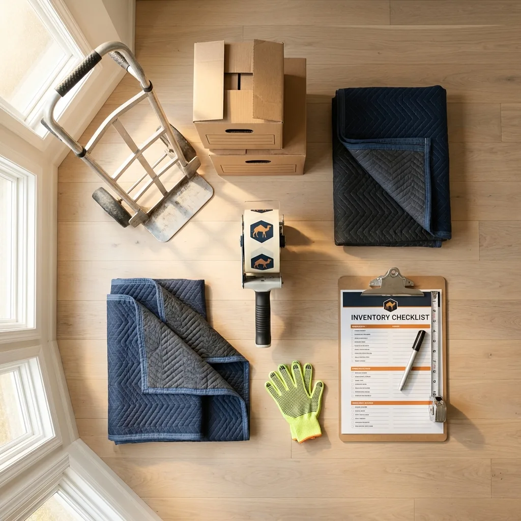 Professional moving supplies and packing materials layout for Walton residential relocations